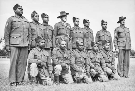 Group portrait of the special platoon consisting of Aboriginal Soldiers