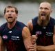 Ruck duo: Jake Spencer trains with Max Gawn. 