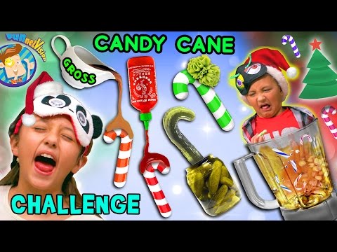 CANDY CANE CHALLENGE w/ Gross & Weird Flavors + Nasty Smoothie Mix  (FUNnel Vision Taste Test Fun)