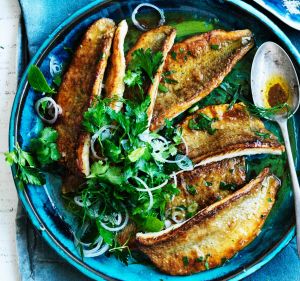 Pan-fried whiting with burnt butter.