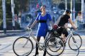 Katherine Copsey, acting mayor of Port Phillip Council, on St Kilda Road.