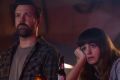 Jason Sudeikis and Anne Hathaway in the visually witty <i>Colossal</i>.