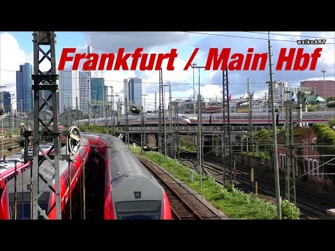 Frankfurt am Main Hbf - Hauptbahnhof, Central Station Frankfurt - Züge & Skyline - trains