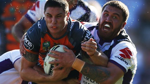 Parramatta bound: Wests Tigers star Mitch Moses (left).