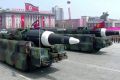 Missiles are paraded at Kim Il-sung Square in Pyongyang on Saturday.