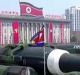 Missiles are paraded at Kim Il-sung Square in Pyongyang on Saturday.