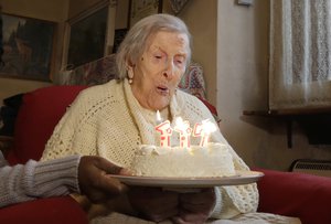 Emma Morano, 117 years old, blows candles in the day of her birthday in Verbania, Italy