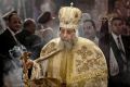 Egyptian Coptic Pope Tawadros II leads prayers during the Easter Eve service at St Mark's Cathedral in Cairo.