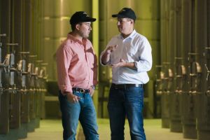 Boundary Bend co-founders Paul Riordan (left) and Rob McGavin, at one of the Victorian storage facilities for Cobram ...