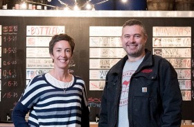 MELBOURNE, AUSTRALIA - APRIL 11: Boatrocker Brewery founders Matt and Andrea Houghton pose for a photo at their craft ...