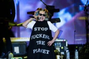 Headline act Blondie's Deborah Harry had a less than subtle message for the audience.