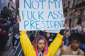 Protest against the presidency of Donald Trump in Manhattan on 12 November 2016. Thousands of protesters marched from Union Square to Trump Tower