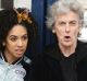 British actor Peter Capaldi, in costume as Doctor Who, and Pearl Mackie as his new companion Bill Potts, pose with a ...