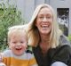 MELBOURNE, AUSTRALIA - APRIL 14: Amy Carlson poses for a photo with Jamie Hodgson with their son Olli at their Malvern ...