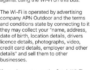 Warning to NextThere app users reccomnding they avoid Sydney Buses free Wi-Fi service