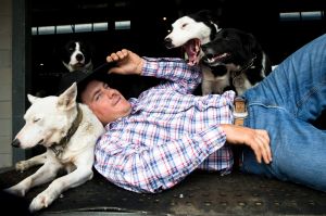 Murray Wilkinson with his cattle dogs, at the Easter Show in Sydney. 4th April 2017 Photo: Janie Barrett