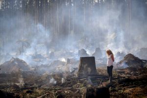 Conservationist and founder of My Environment group Sarah Rees at the Logging coupe burns in the Acheron Way, ...