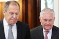US Secretary of State Rex Tillerson,right, and Russian Foreign Minister Sergey Lavrov, meet in Moscow.