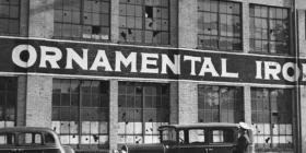 Damage to Flour City Ornamental Iron Company building during strike, Minneapolis