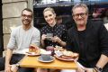 Aaron Elias (left) and Jayson Brunsdon with Kate Waterhouse. "We were very panicked," Brunsdon says of times during the ...