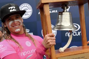 Courtney Conlogue after winning the final of the women's Rip Curl pro at Bells Beach against Stephanie Gilmore. 17th ...