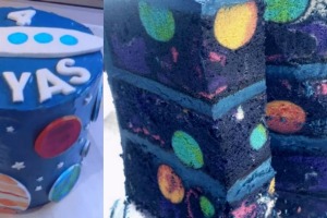 The amazing cake with galaxies within.