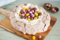 Easter chocolate pavlova nest.