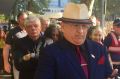 Nathan Sykes (front) and chairman of the Australia First party, Jim Saleam (behind) attending Melbourne Magistrates ...