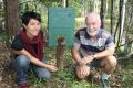 USC PhD student Rachele Wilson with Friends of Maroochy Regional Bushland Botanic Gardens president Malcolm Cox.