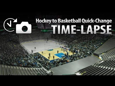 NHL Hockey to NBA Basketball Quick Changeover Time Lapse at American Airlines Center - Dallas, Texas