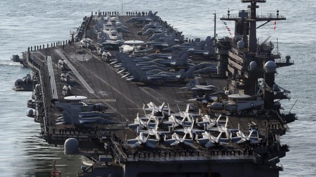 US Navy aircraft carrier the USS Carl Vinson.