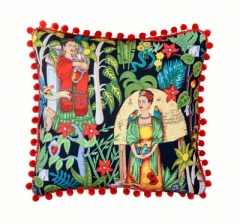 Frida's Garden Black with Pom Poms