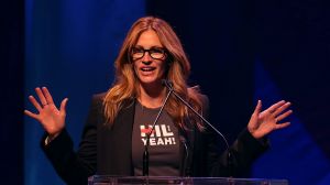 Julia Roberts was a strong supporter of Hillary Clinton's presidential campaign, speaking during the 'Hillary Victory ...