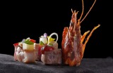 Alinea's flamboyant pork and prawn dish.