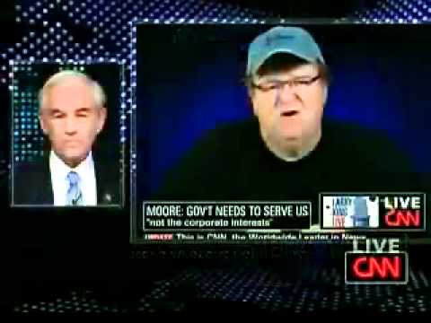 Ron Paul vs  Michael Moore on Larry King CNN