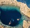 A deep blue hole at the world famous Azure Window on Gozo island. 