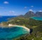 View south over Lord Howe Island with the peaks of Mount Lidgbird and Mount Gower in the distance.