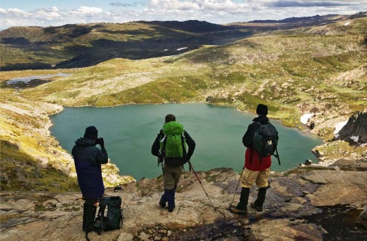 Camp at the top of Australia. Blue Lake, Kosciuszko National Park, Snowy Mountains, NSW.