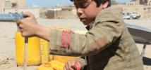 Mujahed, 11 years old, lives with his family and hundreds of other displaced families in Huth camp, in Amran governorate.