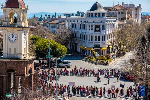 Downtown Streets Blocked in Santa Cruz During International Women's Day Strike