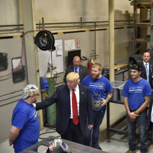 US Republican presidential nominee Donald Trump tours Staub Manufacturing Solutions in Dayton, Ohio on September 21, 2016. (Mandel Ngan/AFP/Getty Images)