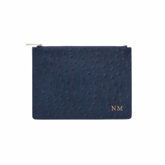 Mock Ostrich Pouch – Navy