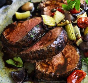 Fruity: Beef with fennel caponata.