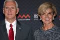 U.S. Vice President Mike Pence, left, and Australian Foreign Minister Julie Bishop pose for a photo during a visit to ...