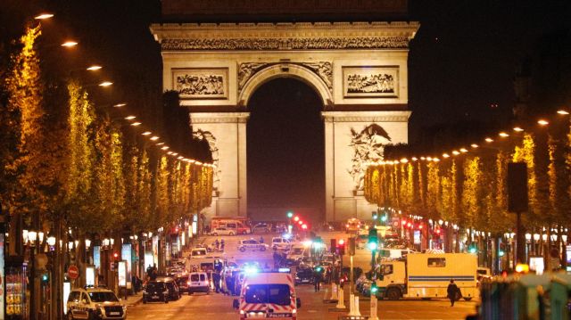 Police on the Champs Elysees after the attack on police on April 20.