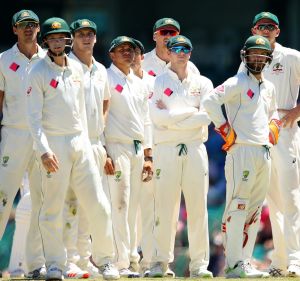 Where's the cash? Australian players wait for a DRS decision . Getty 