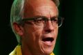 SYDNEY, AUSTRALIA - MARCH 03:  FFA CEO David Gallop speaks during a Socceroos Caltex sponsorship announcement naming ...