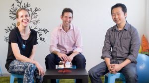 Tinybeans co-founders Sarah-Jane Kurtini, Eddie Geller and Stephen O'Young.