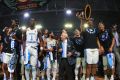 The North Carolina Tar Heels celebrate after defeating the Gonzaga Bulldogs.