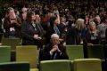 SDA head Joe de Bruyn remains seated as the ALP National Conference gives senator Penny Wong a standing ovation during ...